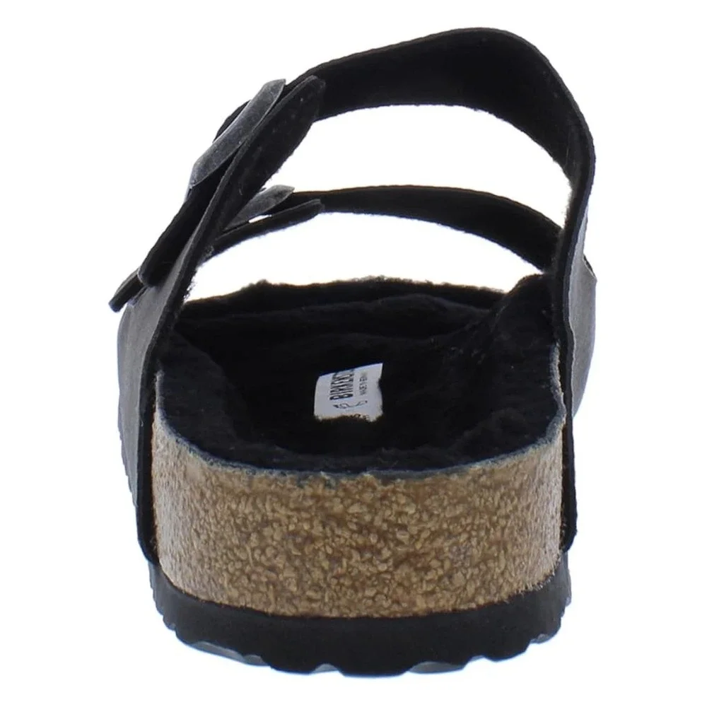 Birkenstock Arizona BS Desert Dust Black Shearling Sandals Mens 9 Womens 11 New